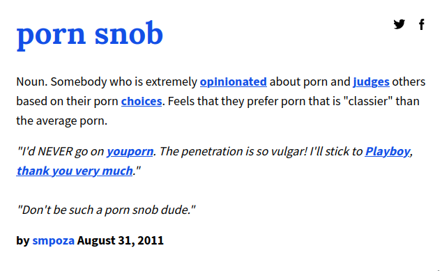 Porn Snob Meaning